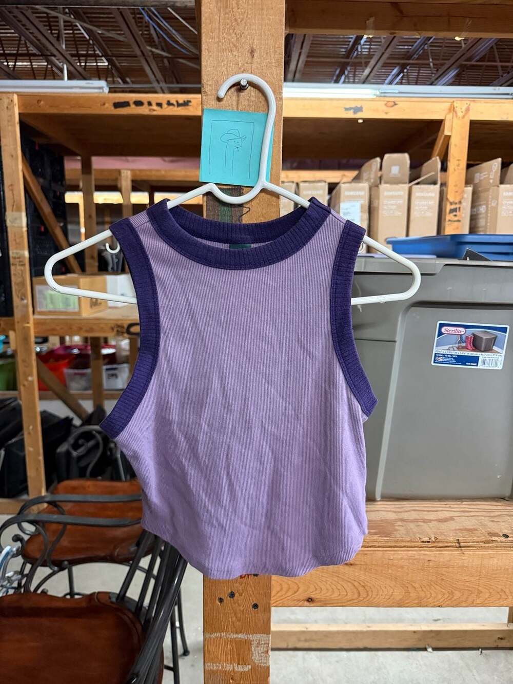 Wild Fable Tank Top Size S Purple Ribbed Contrast Trim Crop